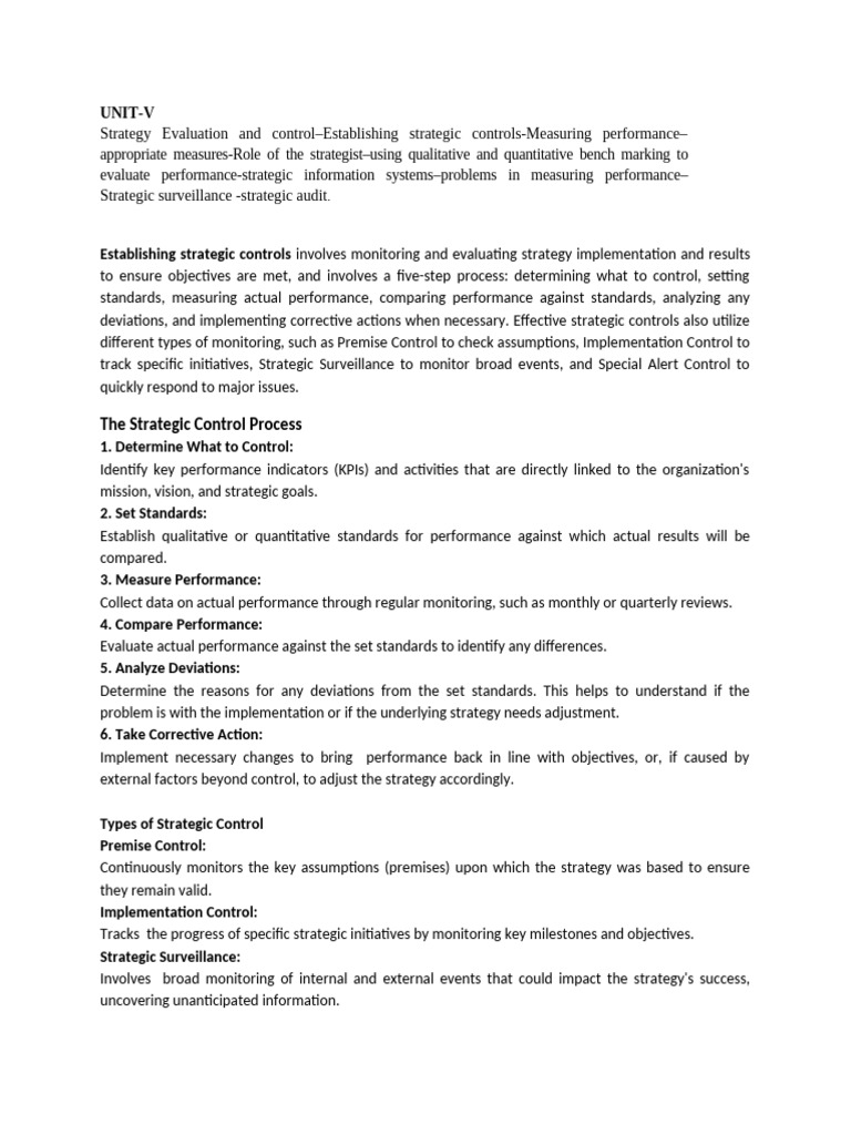 Strategic Evaluation and Performance Control | PDF | Performance ...