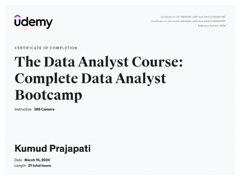 Data Analyst Udemy | PDF