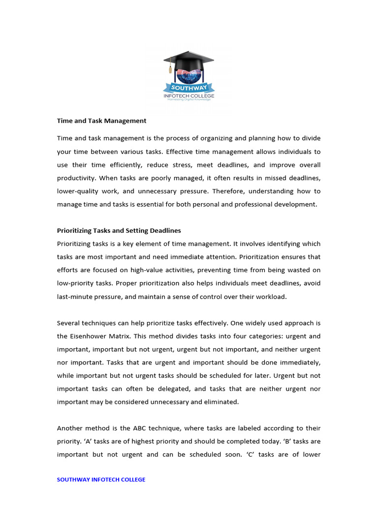Time and Task Management Strategies | PDF | Time Management ...