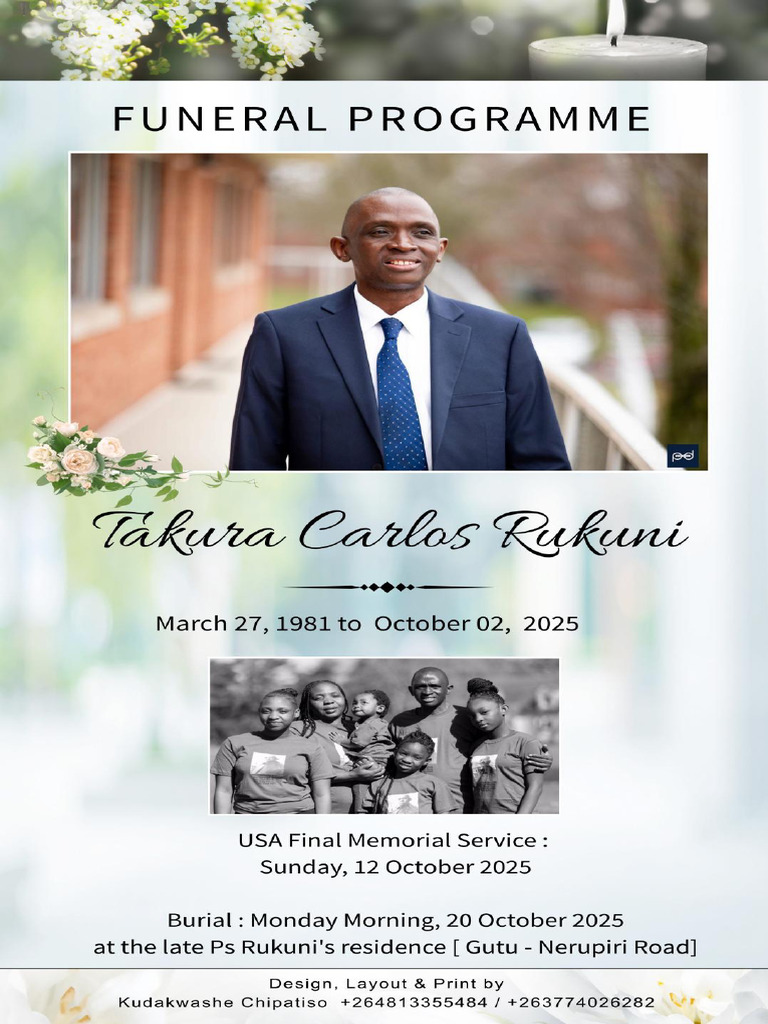 Revised - TC Rukuni Funeral Programme - Final | PDF