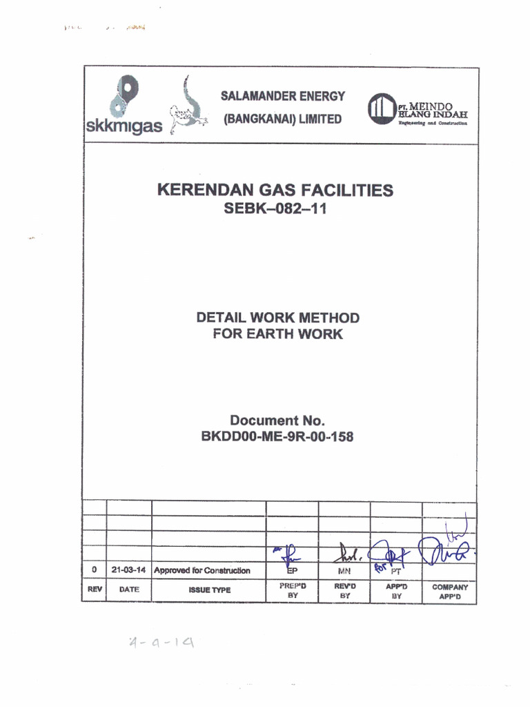 BKDD00-ME-9R-00-158 Rev.0 - Approved Detail Work Method For Earth Work ...