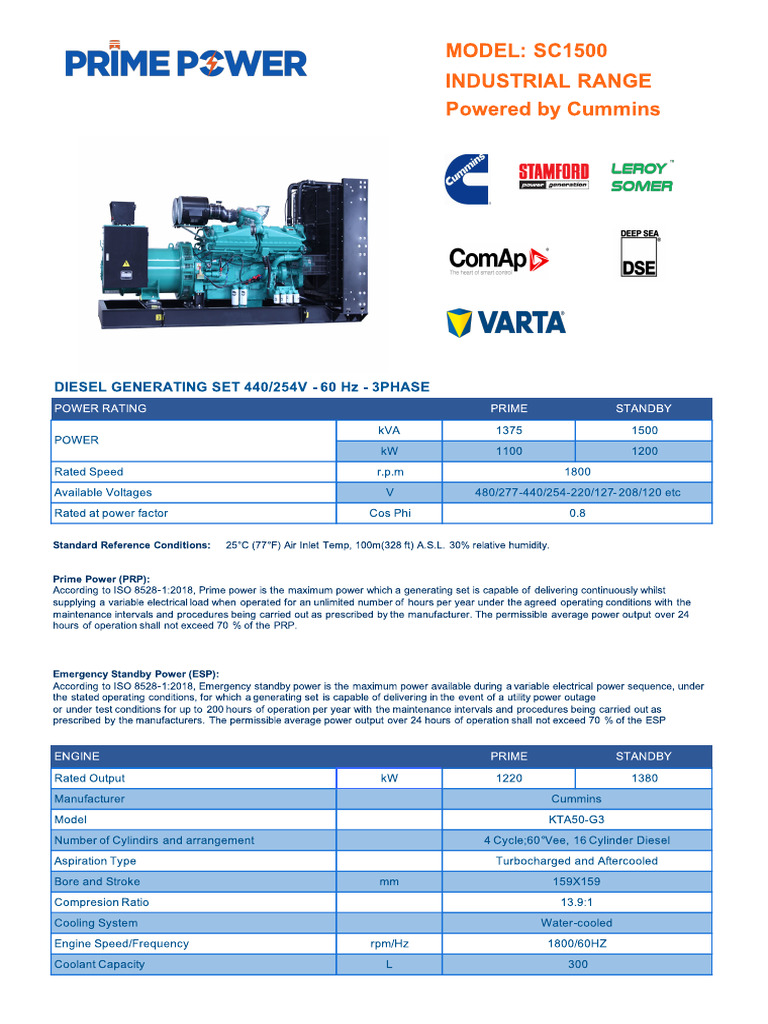 60hz Sc1500 Cummins Generator Standard Soundproof | PDF