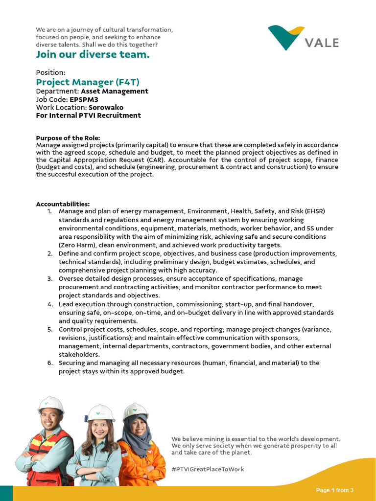 Internal PTVI Job Posting - Project Manager-Merged | PDF | Project ...