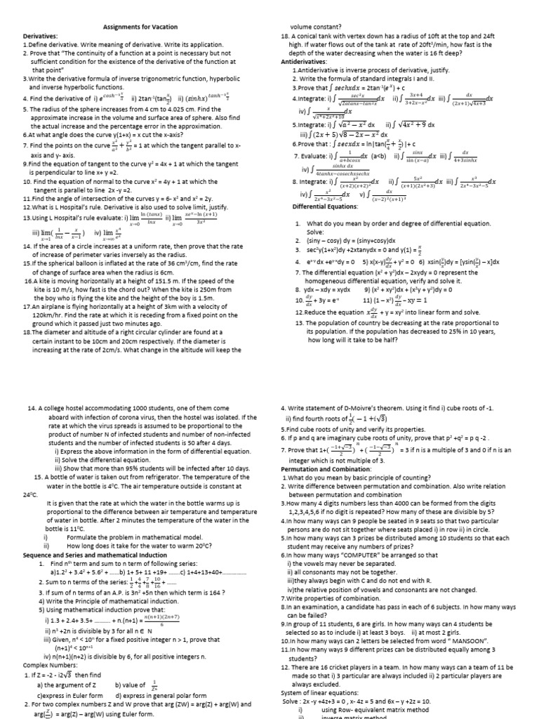 Dashain and Tihar Homework 121 | PDF | Integral | Trigonometric Functions