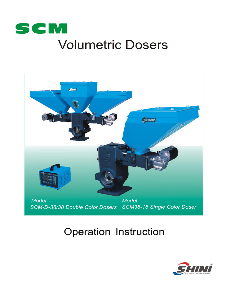 SCM Volumetric Doser Operation Guide | PDF | Power Supply | Screw