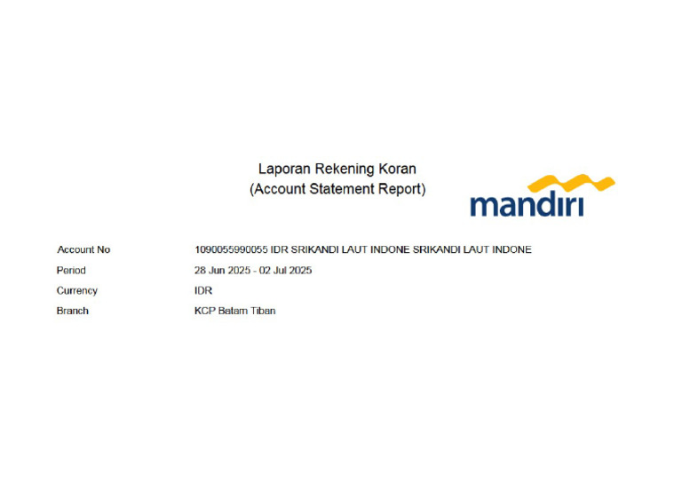 Header Rekening Koran | PDF