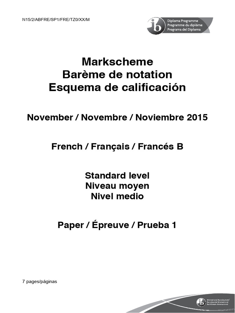 Barème de notation Français B 2015 | PDF