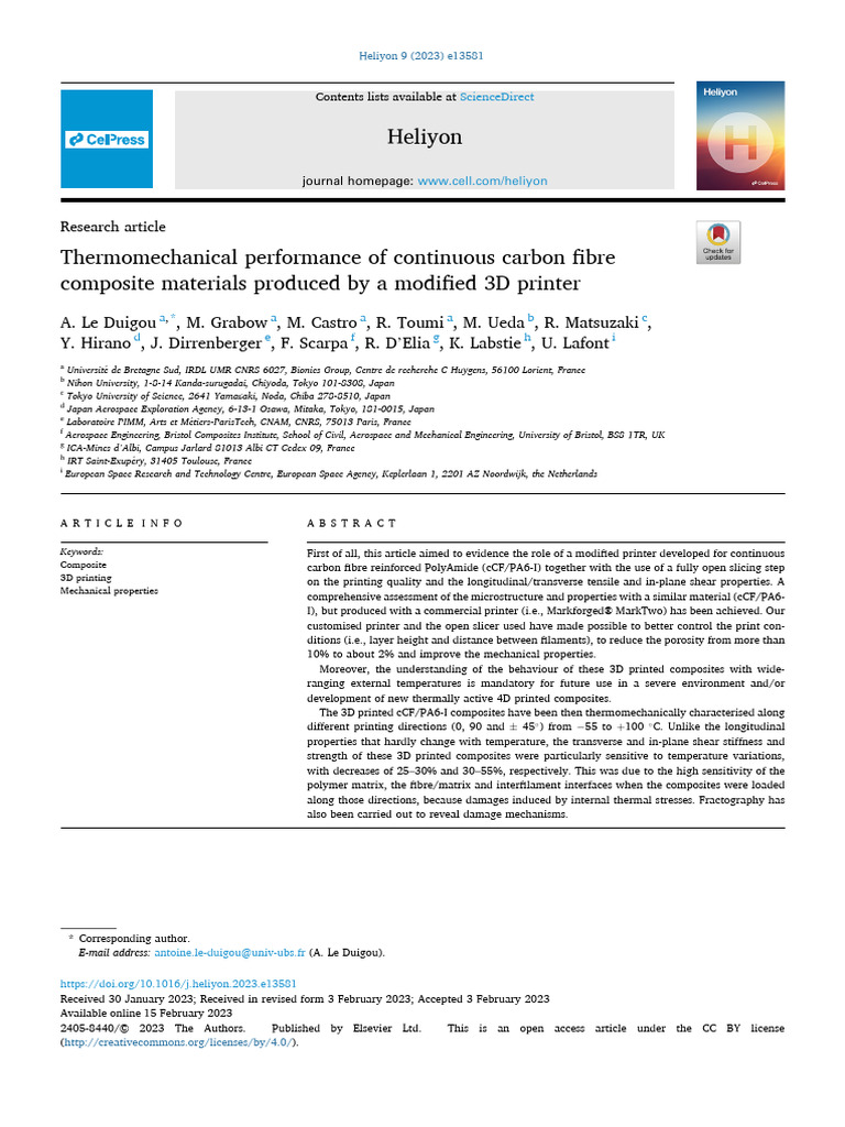 Thermomechanical Study of 3D Printed CFRP | PDF | Composite Material ...
