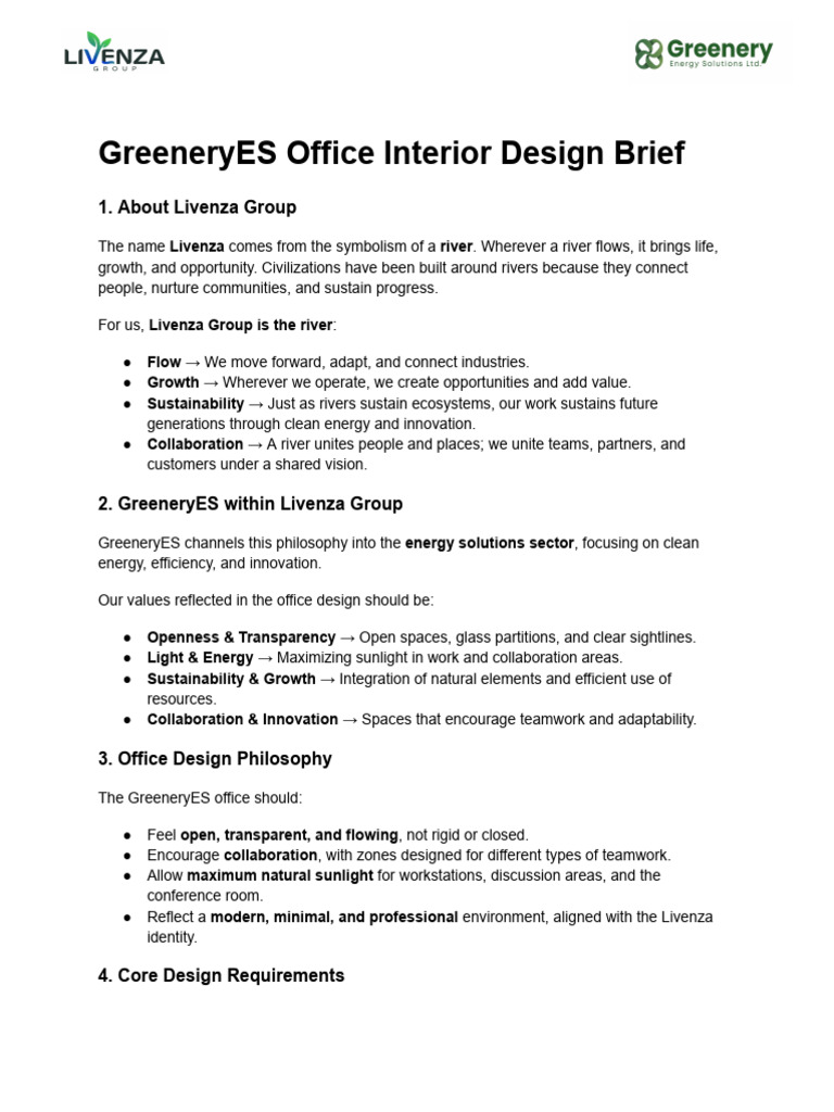 GreeneryES Office Interior Design Brief | PDF