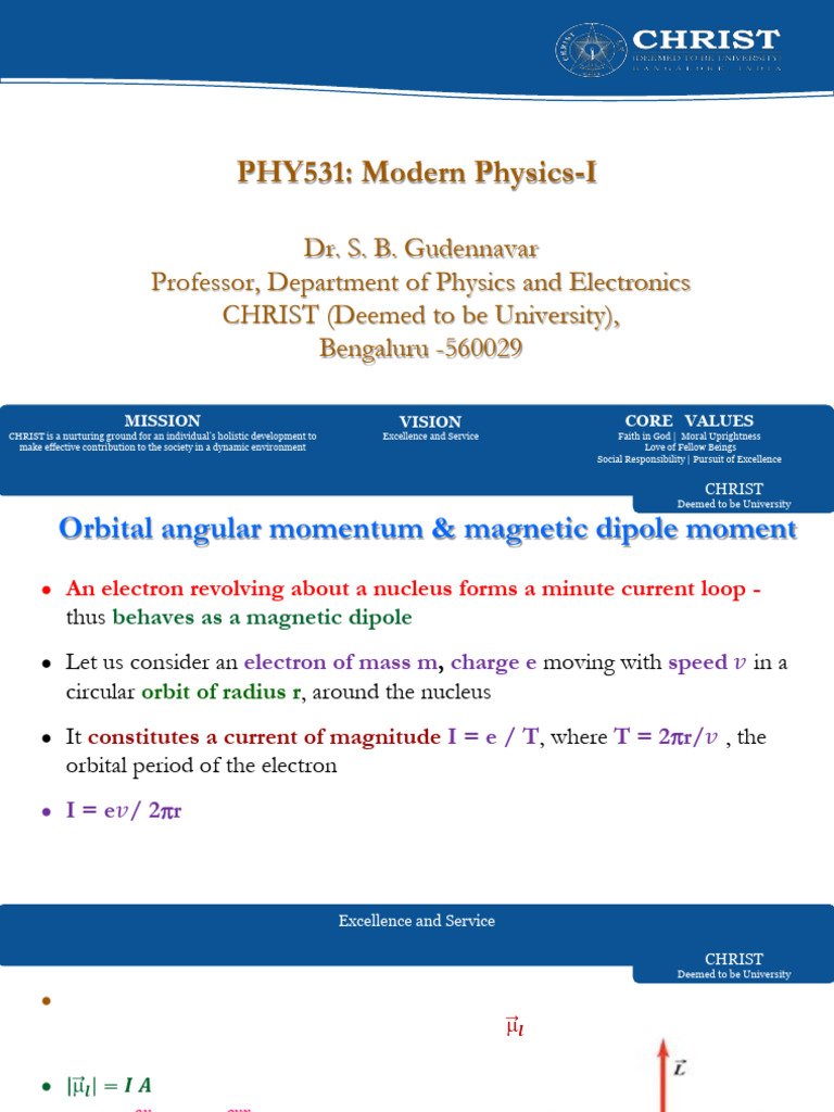 Orbital Angular Momentum & Magnetic Dipole | PDF | Atomic Orbital ...