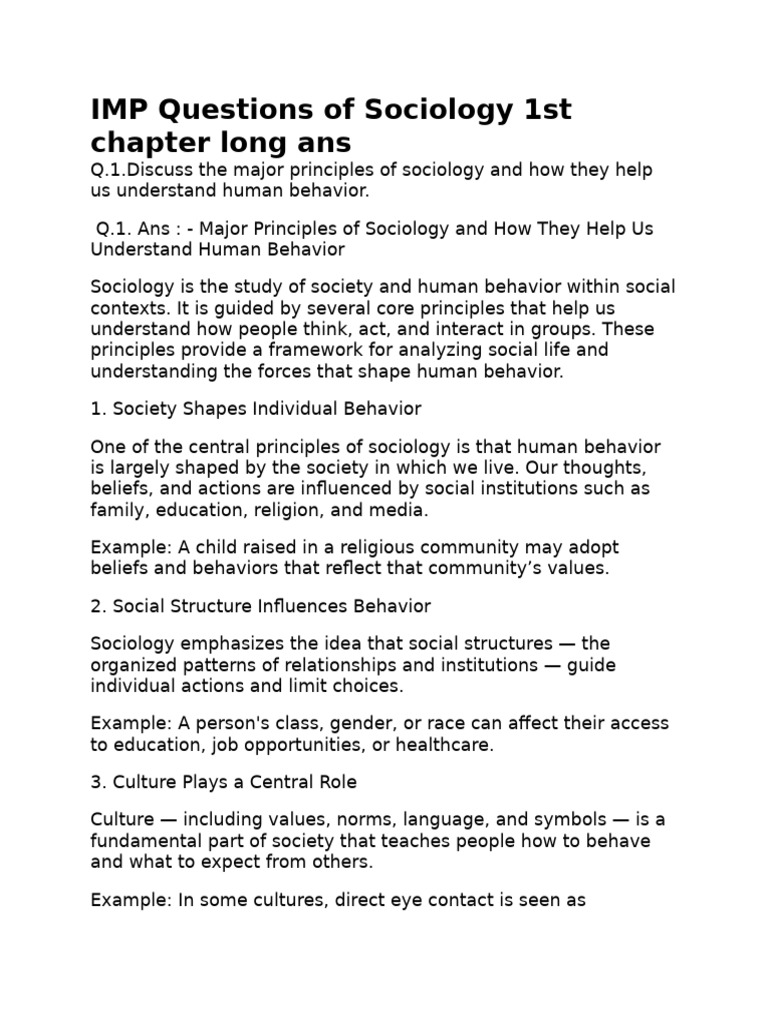 Key Principles of Sociology Explained | PDF | Socialization | Society