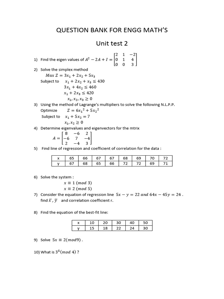 Que Bank UT 2CO&AIML Math's | PDF