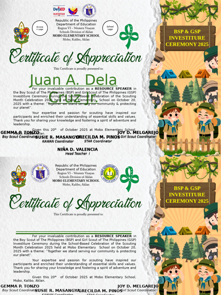 BSP & GSP Investiture Ceremony 2025 | PDF | Outdoor Recreation ...