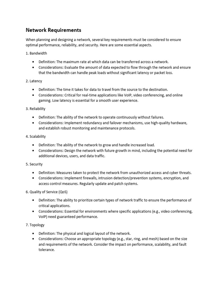 Key Network Design Requirements | PDF | Computer Network | Quality Of ...
