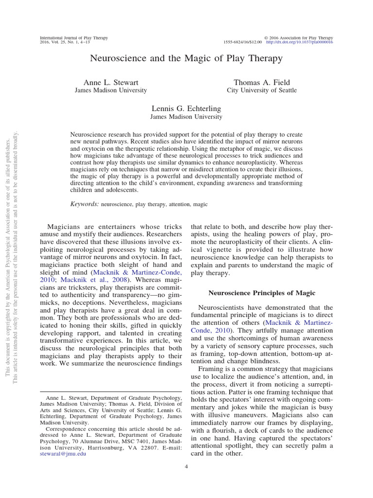 Neuroscience Behind Play Therapy Magic | PDF | Psychotherapy | Play Therapy