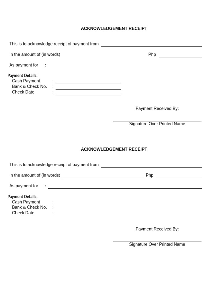 Acknowledgement Receipt Template | PDF