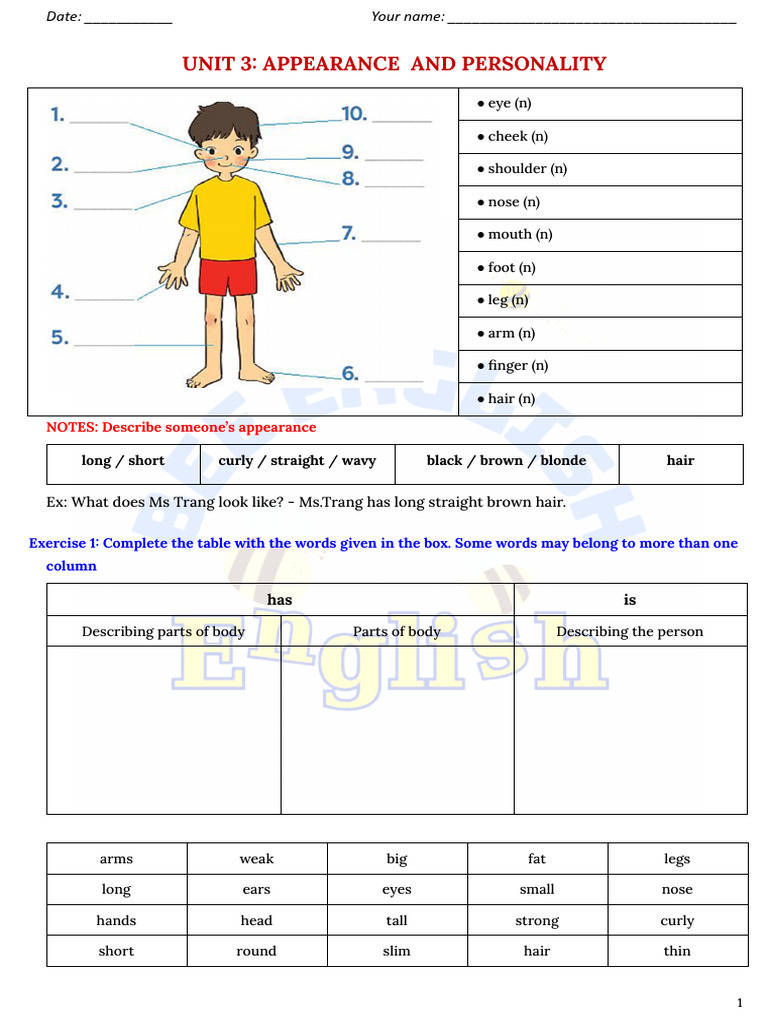 Describing Appearance and Personality | PDF