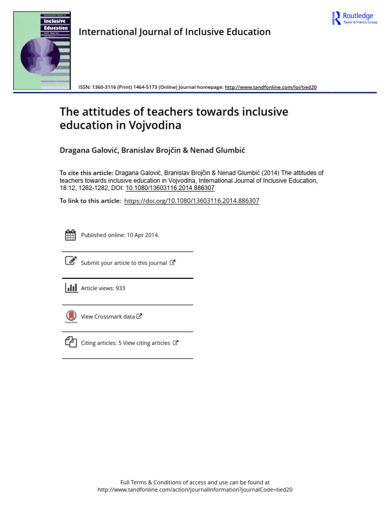 Teachers' Attitudes on Inclusive Education | PDF | Teachers | Inclusion ...