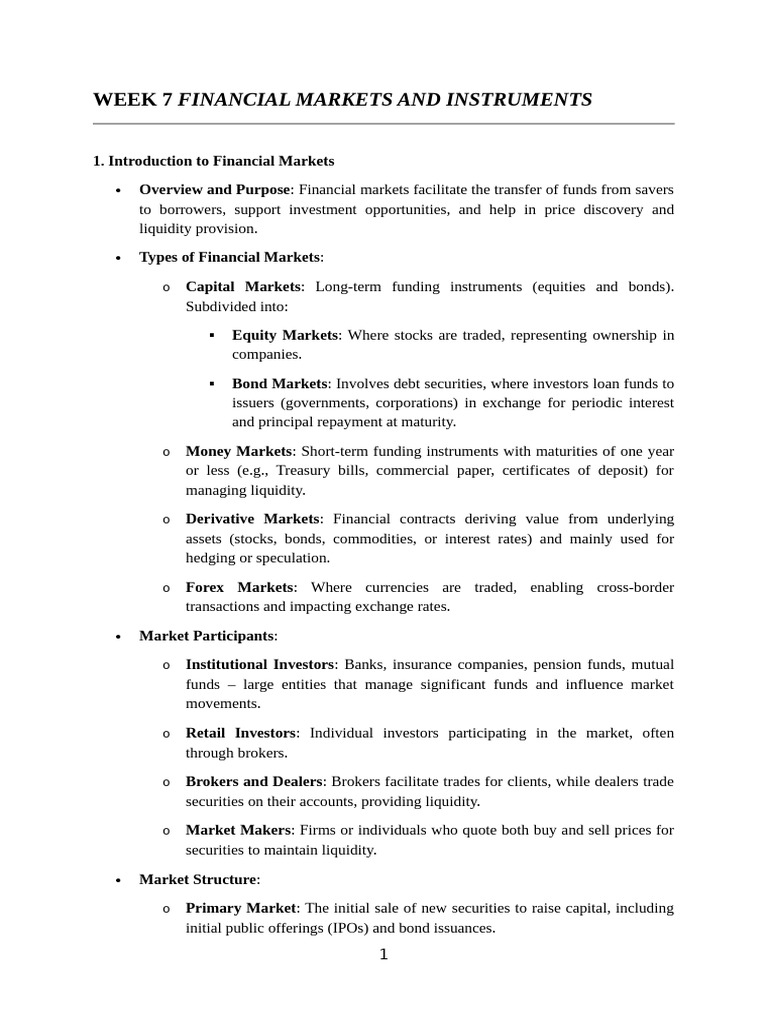 Financial Markets: Instruments Overview | PDF | Derivative (Finance ...