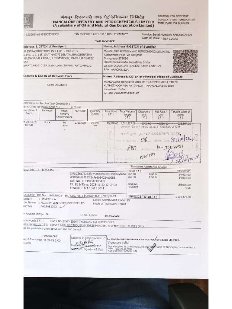 5.bitumen Invoice | PDF