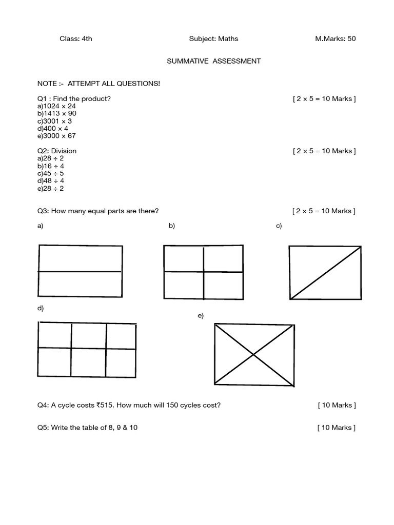 4th Maths | PDF