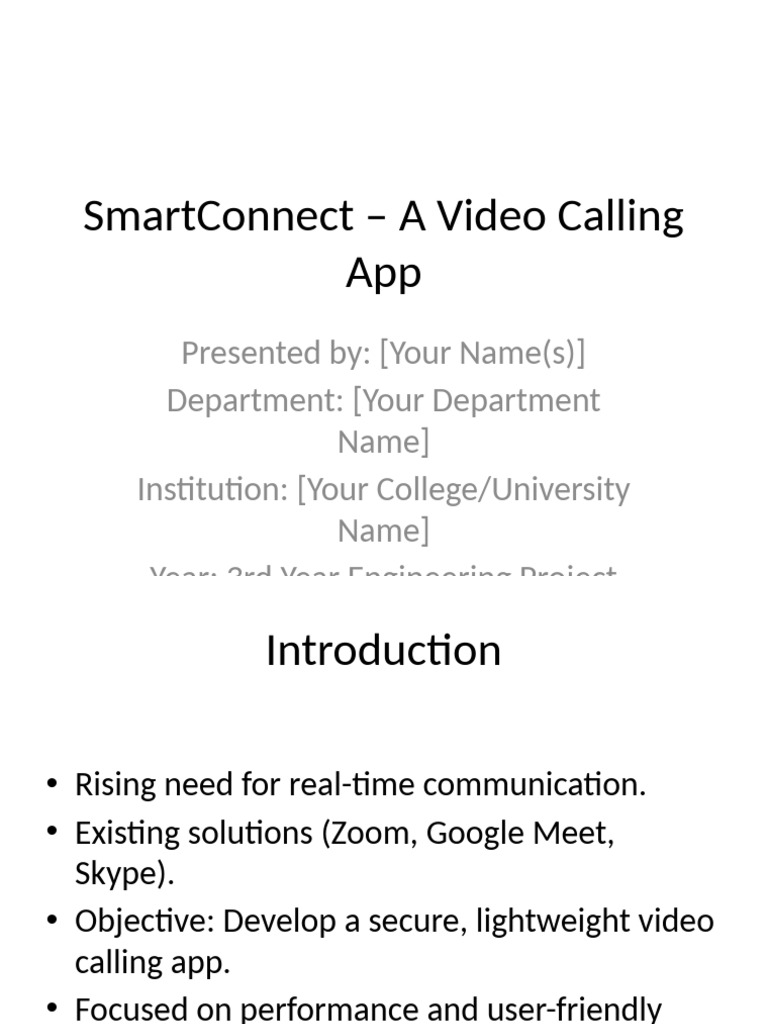SmartConnect: Custom Video Calling App | PDF | Mobile App | User Interface