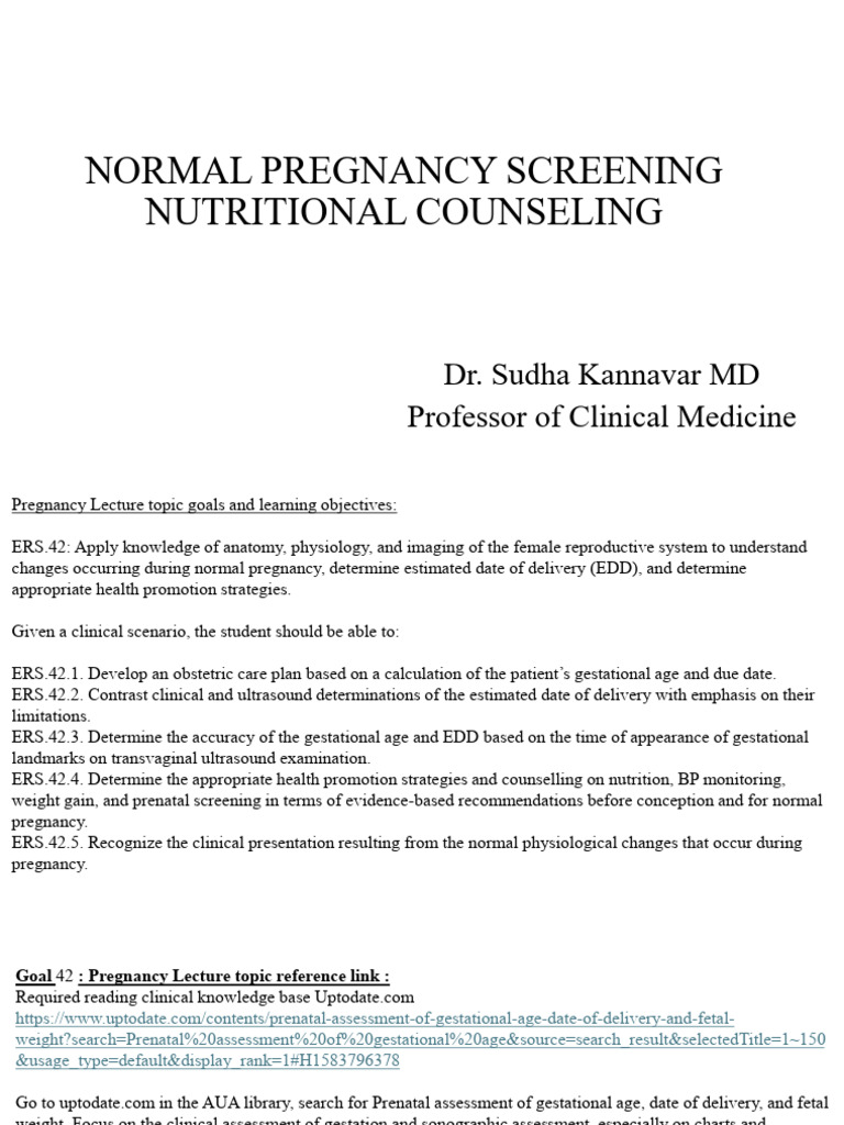Normal Pregnancy Screening Guidelines | PDF | Pregnancy | Human ...