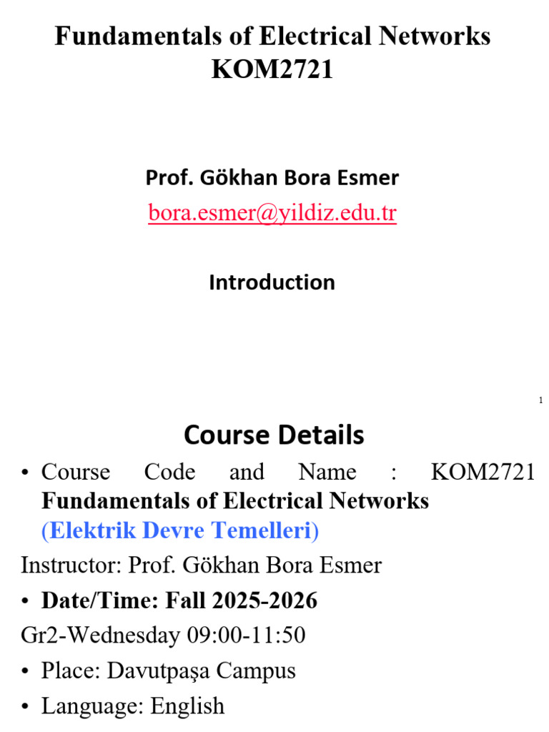 Fundamentals of Electrical Networks Course | PDF | Electrical Network ...