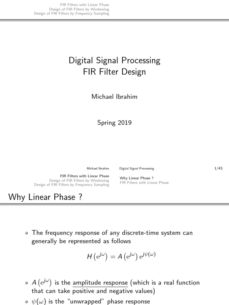 Linear Phase FIR Filter Design Techniques | PDF | Filter (Signal ...