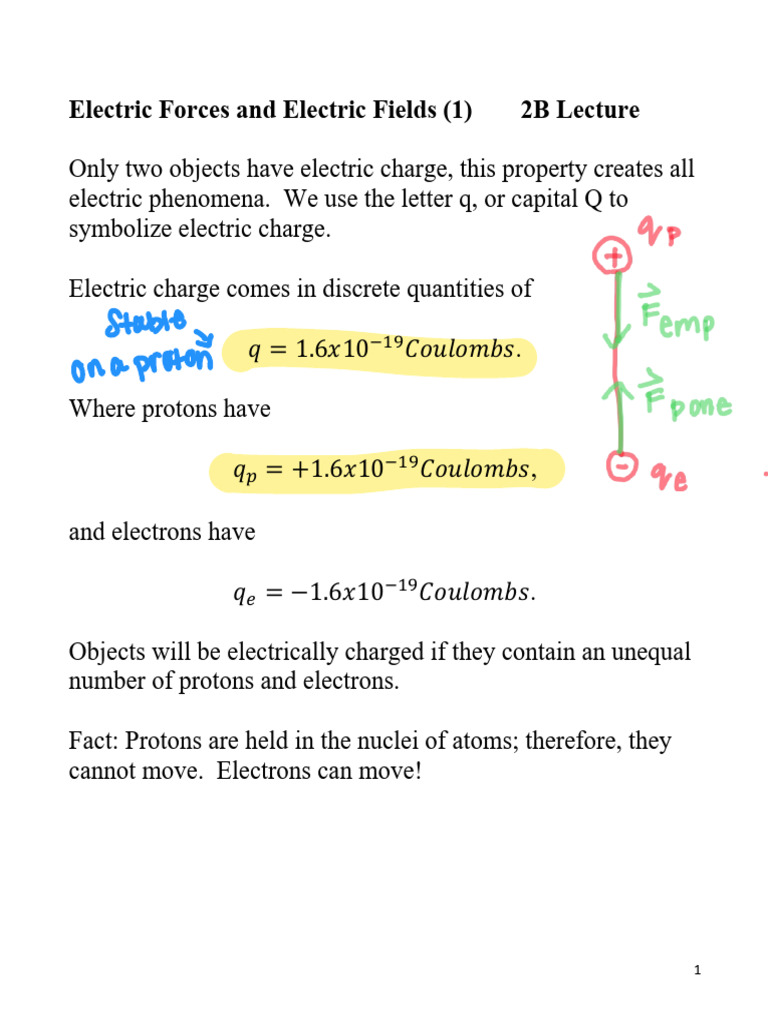 1.+Electric+Forces+and+Electric+Fields+ (1) 2 | PDF | Electric Charge ...
