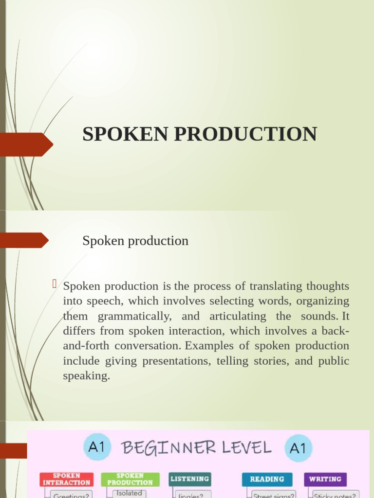 Spoken Production | PDF | Fluency | Speech