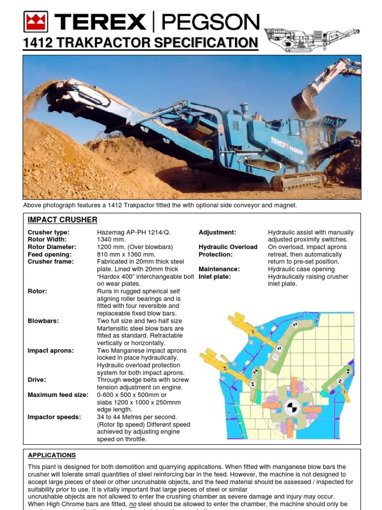 1412 Trakpactor Impact Crusher Specs | PDF | Belt (Mechanical