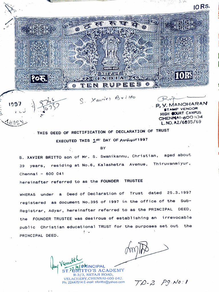 Deed of Rectification for Trust Name Change | PDF