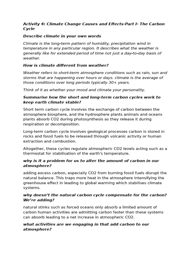 Understanding Climate Change and Carbon Cycles | PDF | Carbon Cycle ...