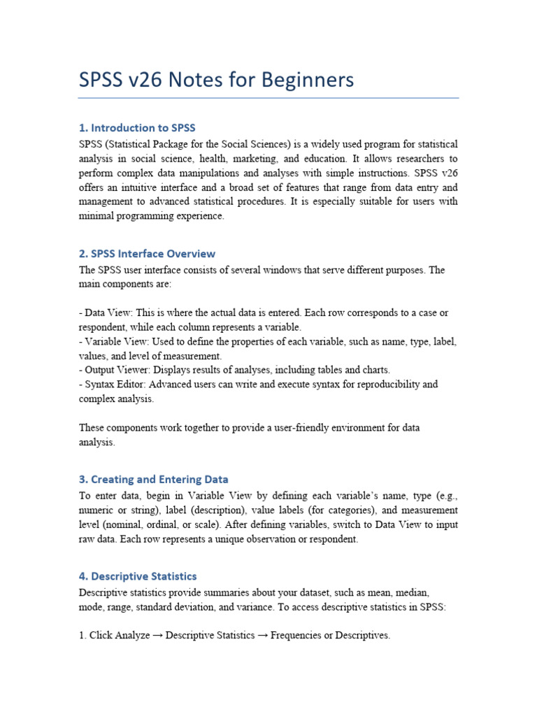 SPSS v26 Beginner's Guide | PDF | Spss | Statistics