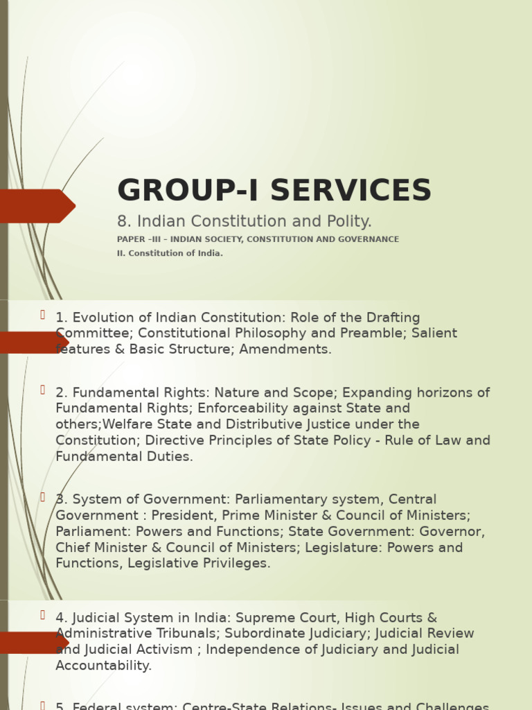 Indian Constitution: Governance & Structure | PDF | Constitution ...