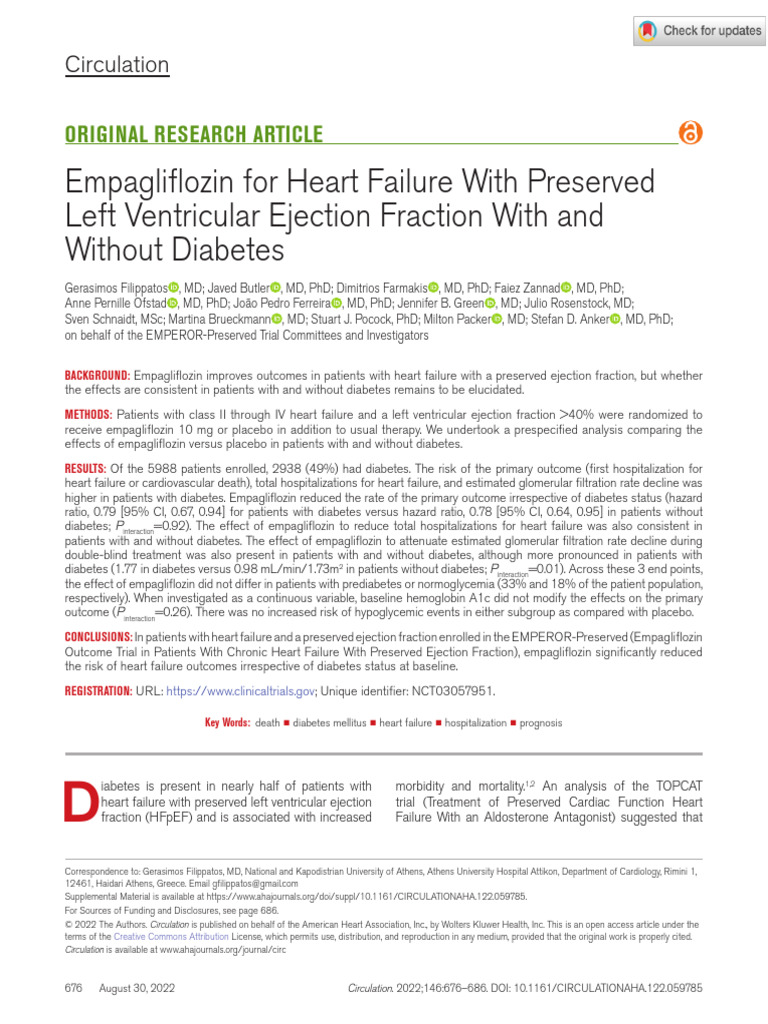 Filippatos Et Al Empagliflozin For Heart Failure With Preserved Left ...