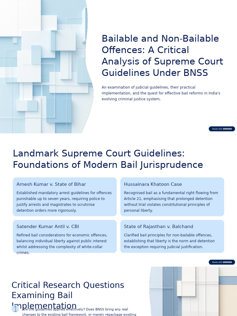 Bailable and Non Bailable Offences A Critical Analysis of Supreme Court ...
