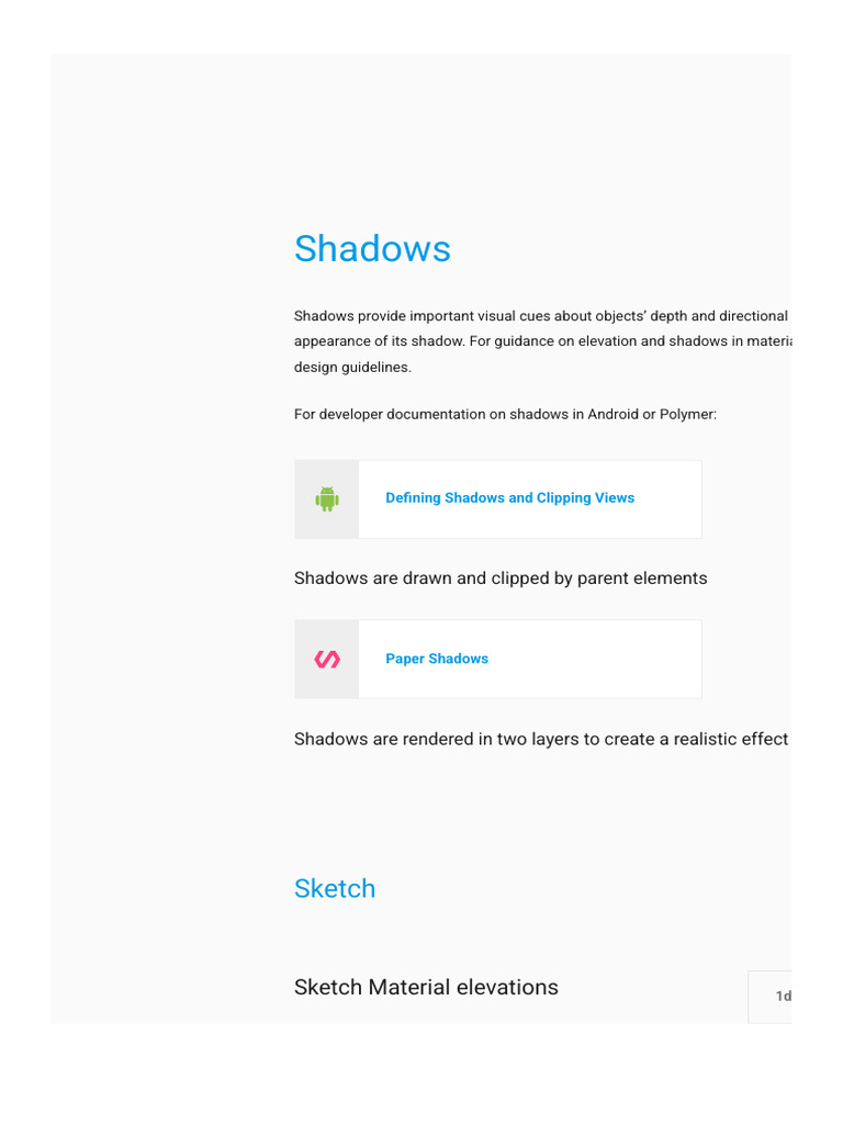 Material Design Shadow Guidelines | PDF | Computer Graphics | Graphics