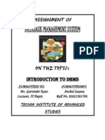 Database Management System: A S S I G N M E N T OF