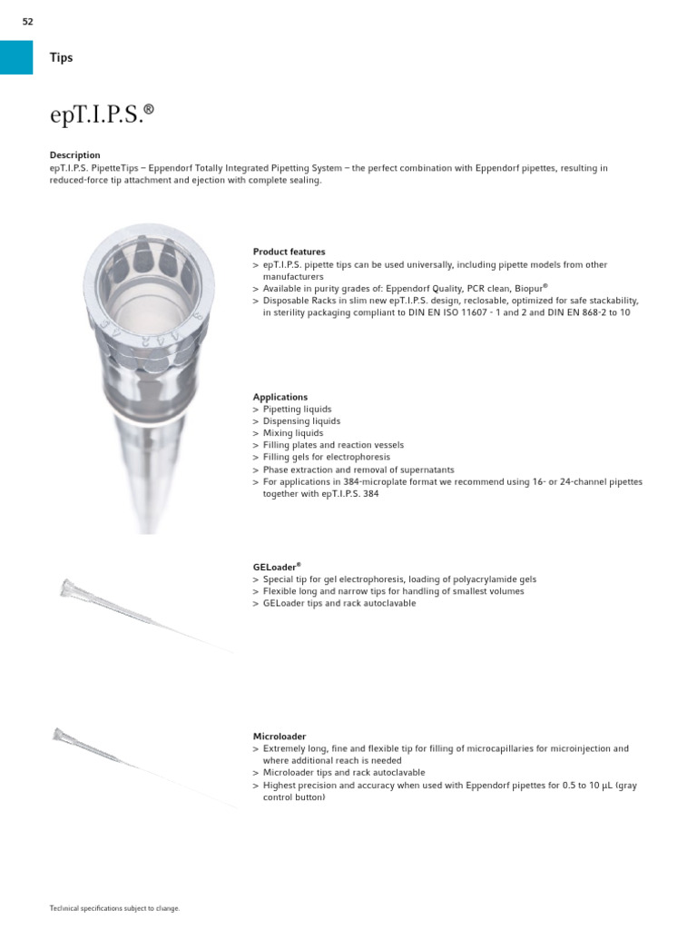 Eppendorf Pipette Tips Overview | PDF