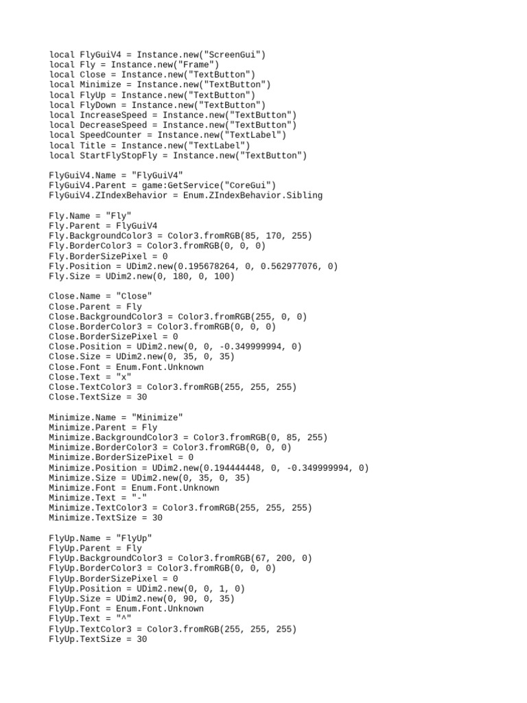 Fly GUI V4 for Roblox | PDF | Text | Typography