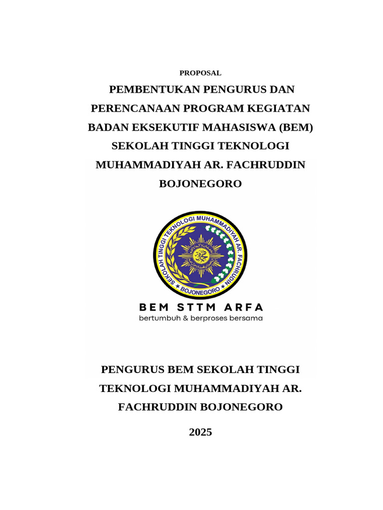 Proposal Pembentukan BEM STTM ARFA 2025 | PDF