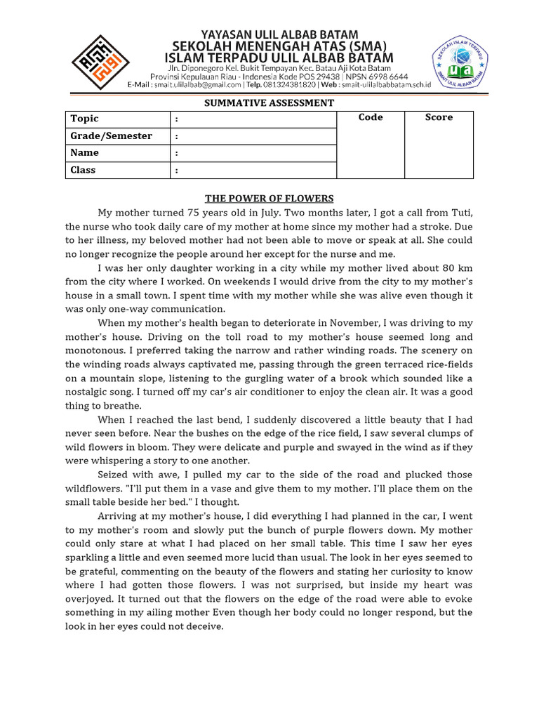 Summative Narrative Text XI | PDF