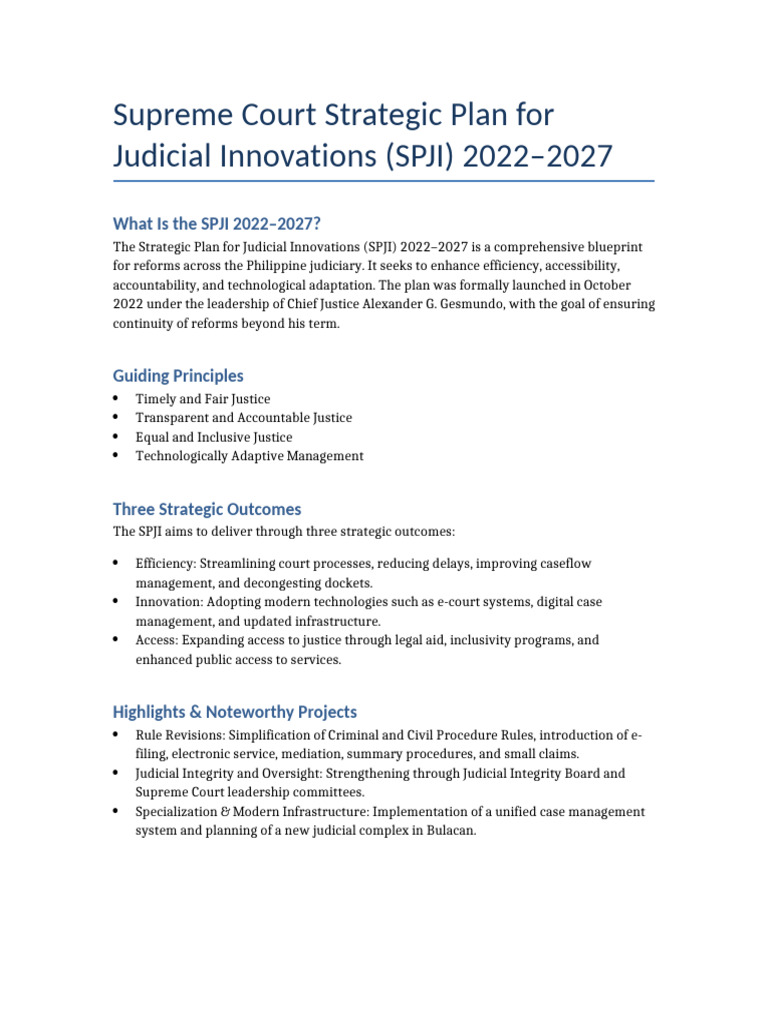 SPJI 2022–2027: Enhancing Judicial Efficiency | PDF | Labour Law ...