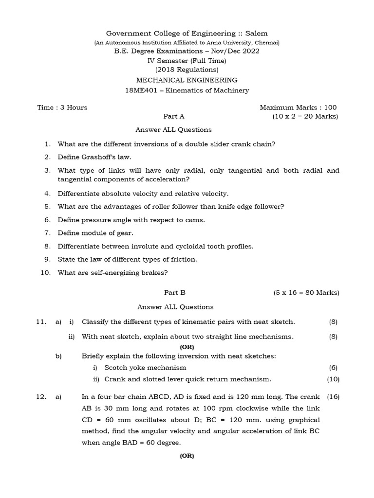 18me401 - An 09.01.2023 | PDF | Gear | Belt (Mechanical)