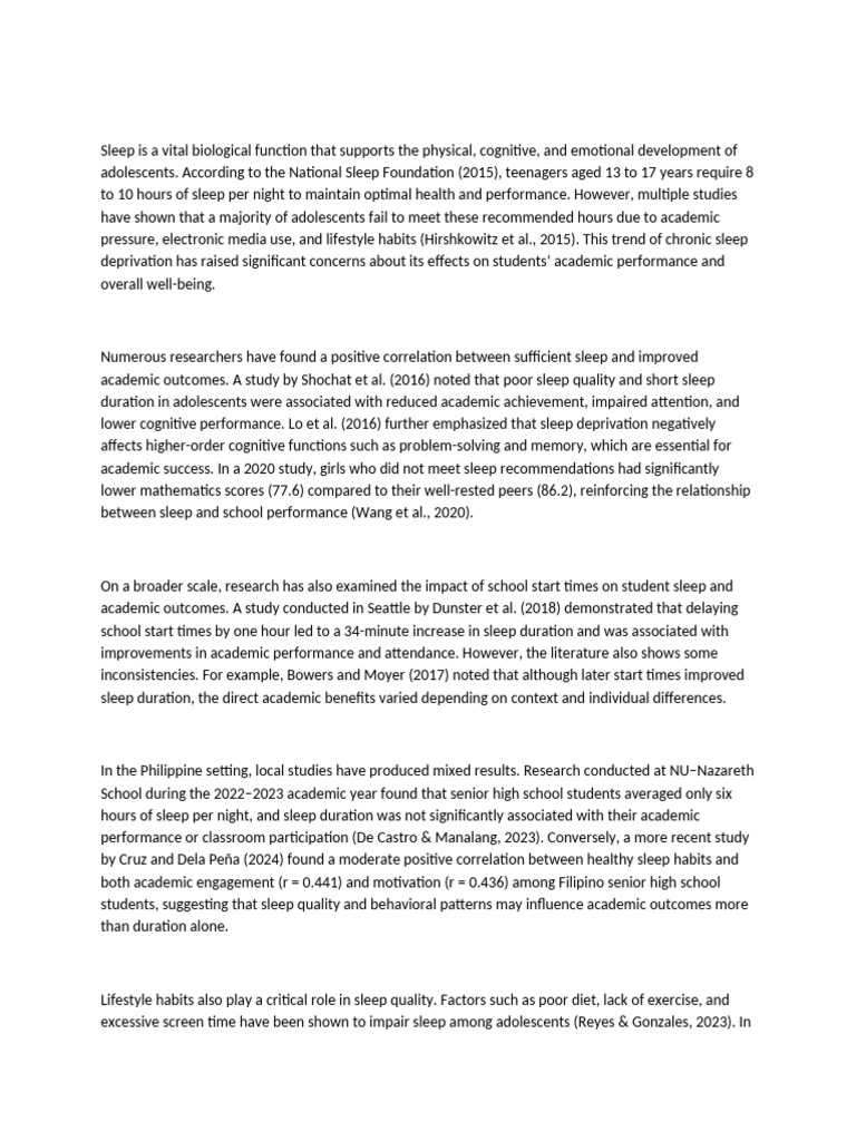 Sleep and Academic Performance in Teens | PDF | Sleep | Adolescence