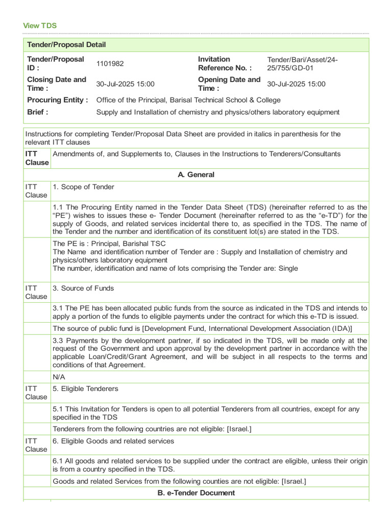 Laboratory Equipment Tender Notice | PDF