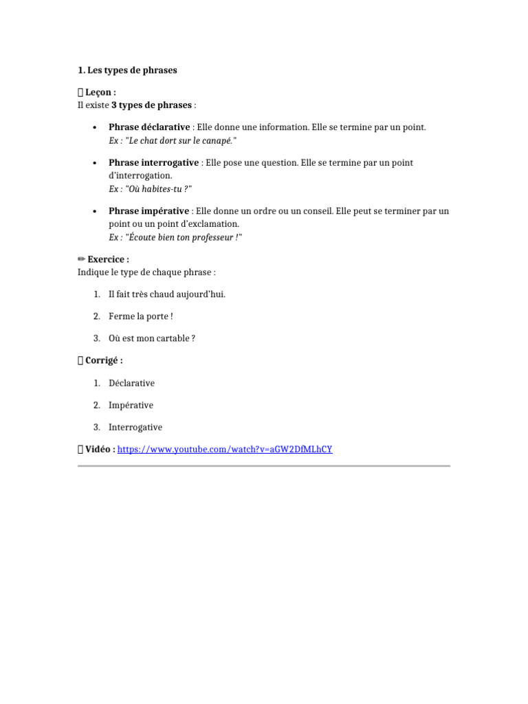 Leçons Et Exercices 2 | PDF | Phrase | Question