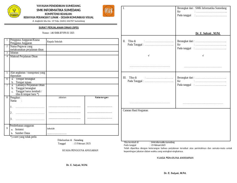 Format SPPD Terbaru 2025 | PDF